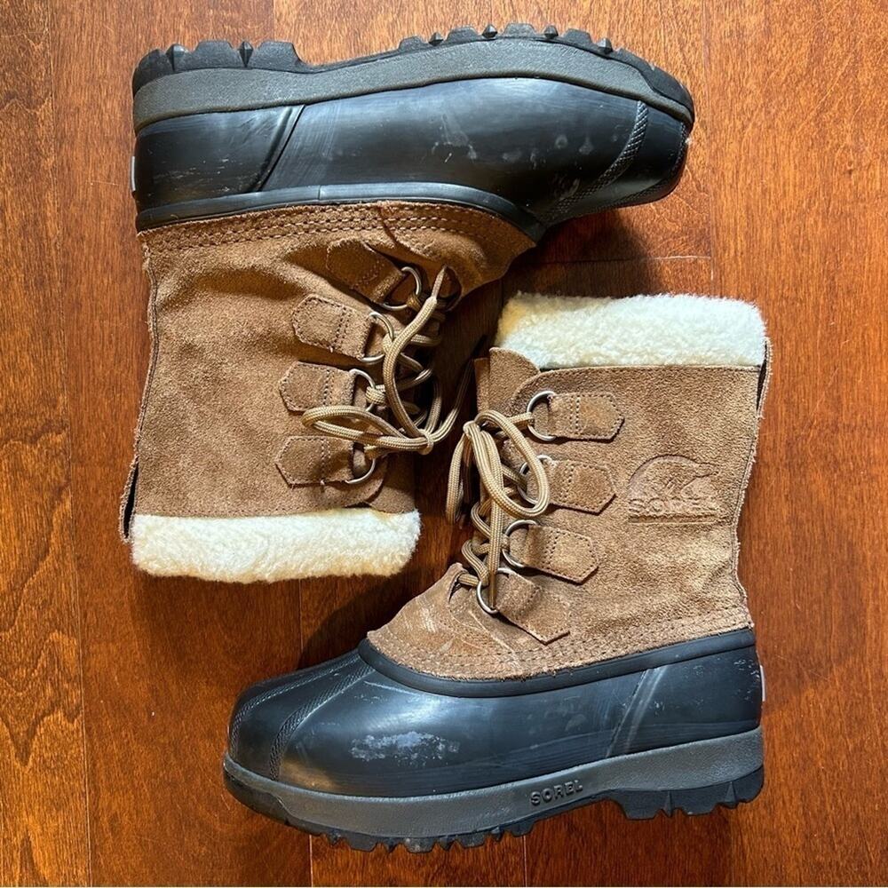 Sorel Men's "Sudbury" Winter Boots, Brown Suede Leather and Black Rubber, Size 7